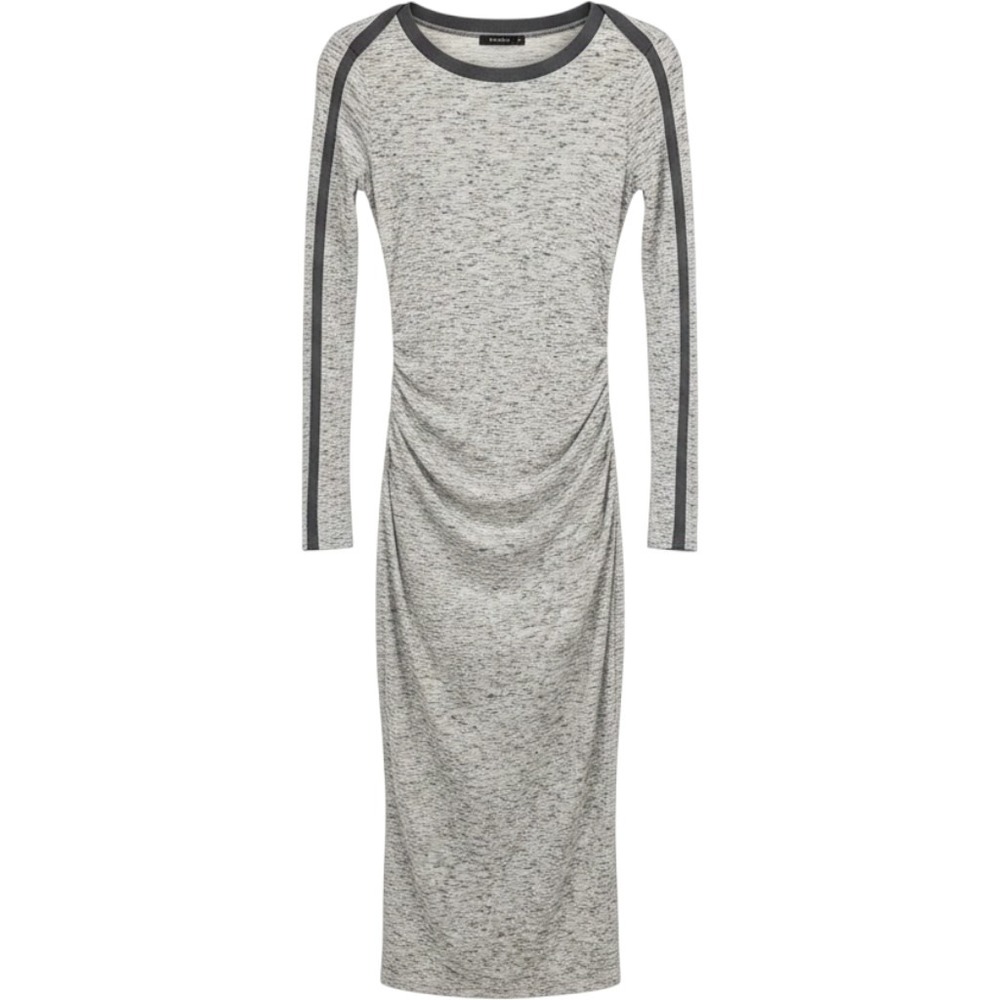 Daily Practice Maxi Dress Women Small Gray Space Dye Ribbed Cutout Athleisure
